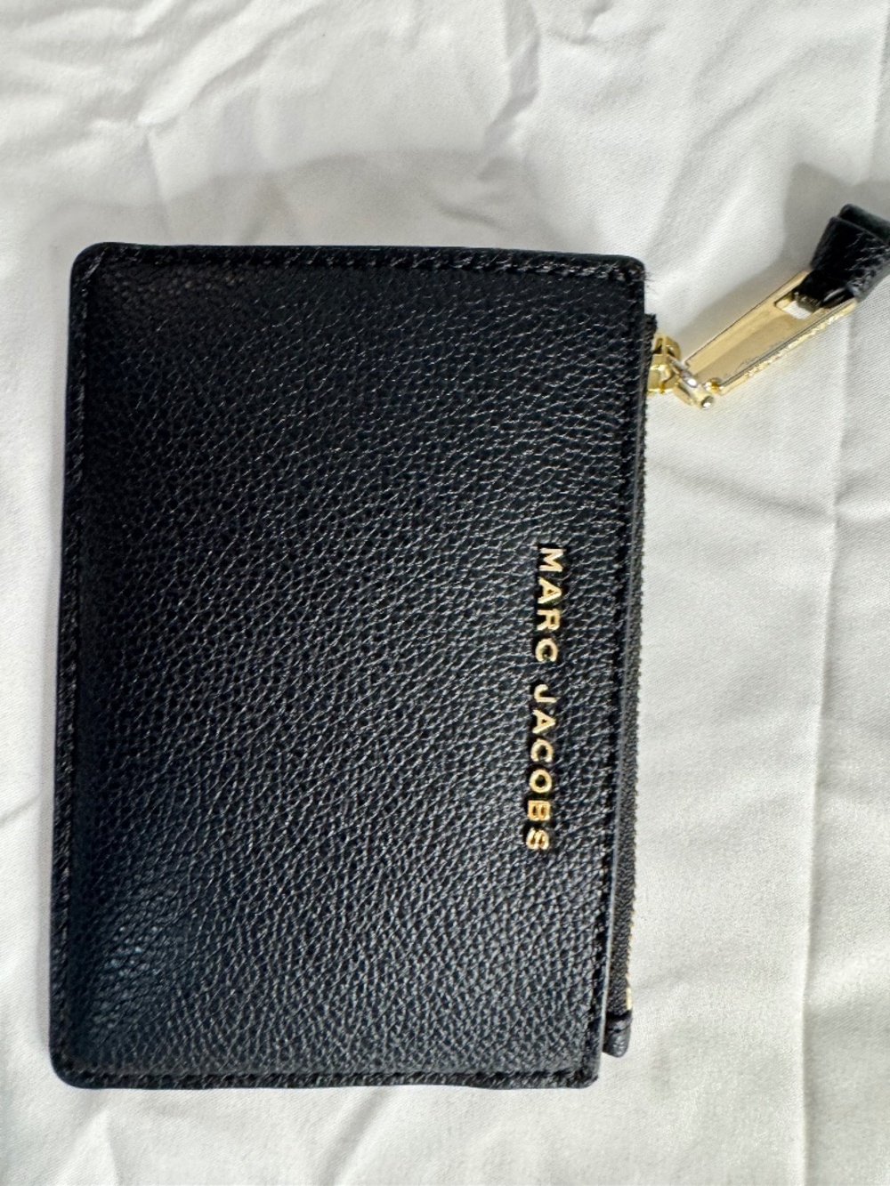 Marc Jacobs Black Pebbled Leather Groove Medium Flat Wallet